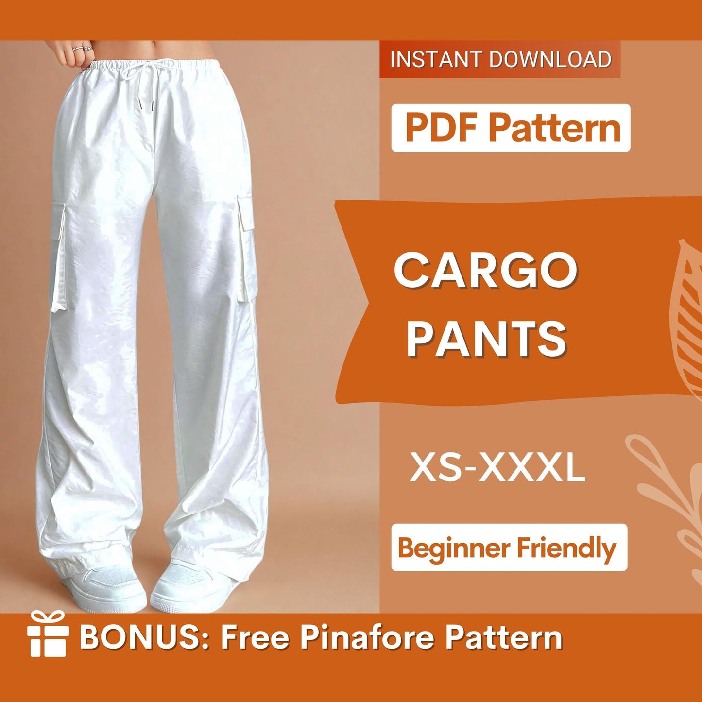 Elastic Waist Cargo Pants Pattern – Wide Leg Pants for Women