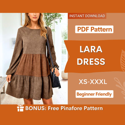 Beginner-Friendly Midi Dress Sewing Pattern – XS-XXXL PDF