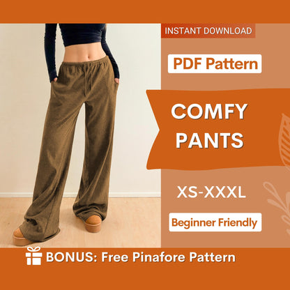 Comfy Pants Sewing Pattern – Elastic Waist, Wide Leg Design