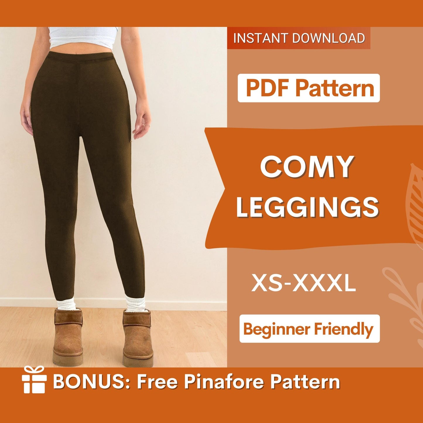 Leggings Sewing Pattern | High Waisted Leggings Sewing Pattern | High Rise Leggings | Women's Leggings | Women Sewing Patterns Beginner