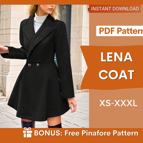 Lena Coat Sewing Pattern – Stylish Long Coat for Winter