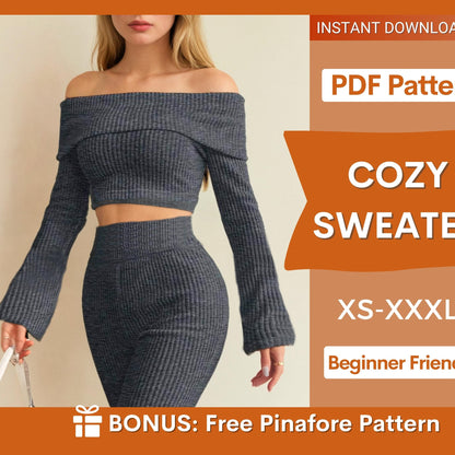 Off-Shoulder Sweater Pattern - Stylish Women's Sweater & Sweatshirt