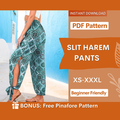 Slit Harem Pants Sewing Pattern | Summer Pants for Beginners