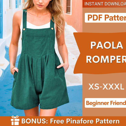 Romper Pattern | Sewing Pattern | Overall Pattern | Summer pattern | Jumpsuit Sewing Pattern | Women Pattern, Women Sewing Pattern Dungarees