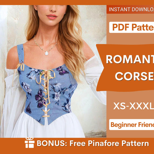 Romantic Corset Top Sewing Pattern | Cottagecore Style for Women