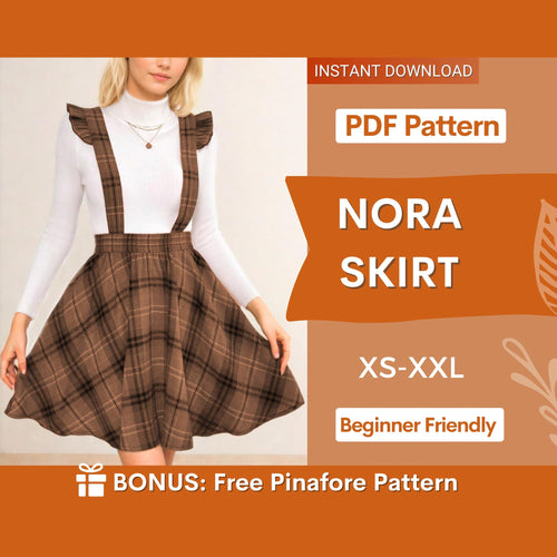 Skirt with Suspenders Sewing Pattern - High-Waisted, For Beginners