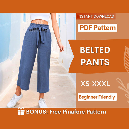 Women’s Straight-Leg Elastic Waistband Pants Pattern