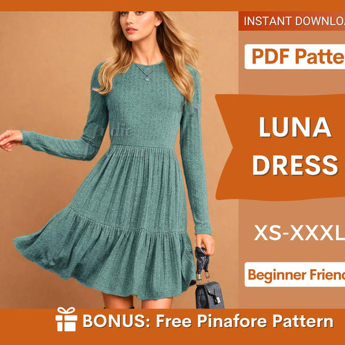 Tiered Long-Sleeve Dress Sewing Pattern for Women