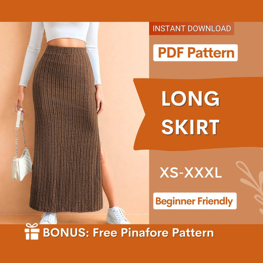 Long Slit Skirt Sewing Pattern - Maxi & Fitted Design for Women