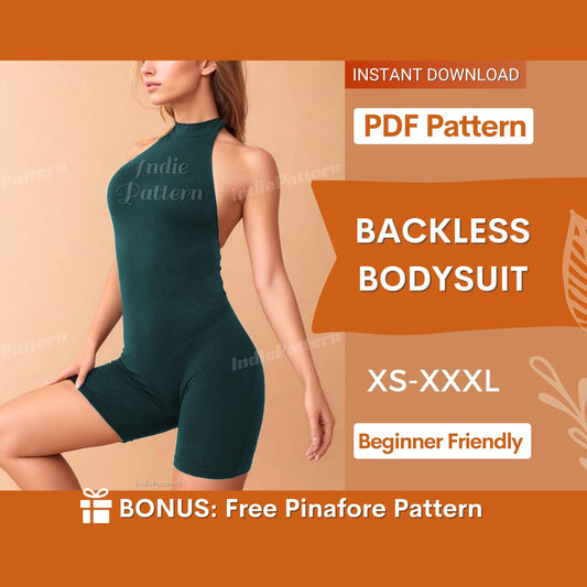 Backless Bodysuit Pattern – Halter Top Sewing Pattern for Women