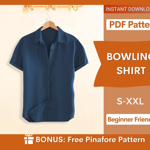 Men’s Bowling Shirt Sewing Pattern – Short-Sleeve DIY Shirt | Beginner-Friendly