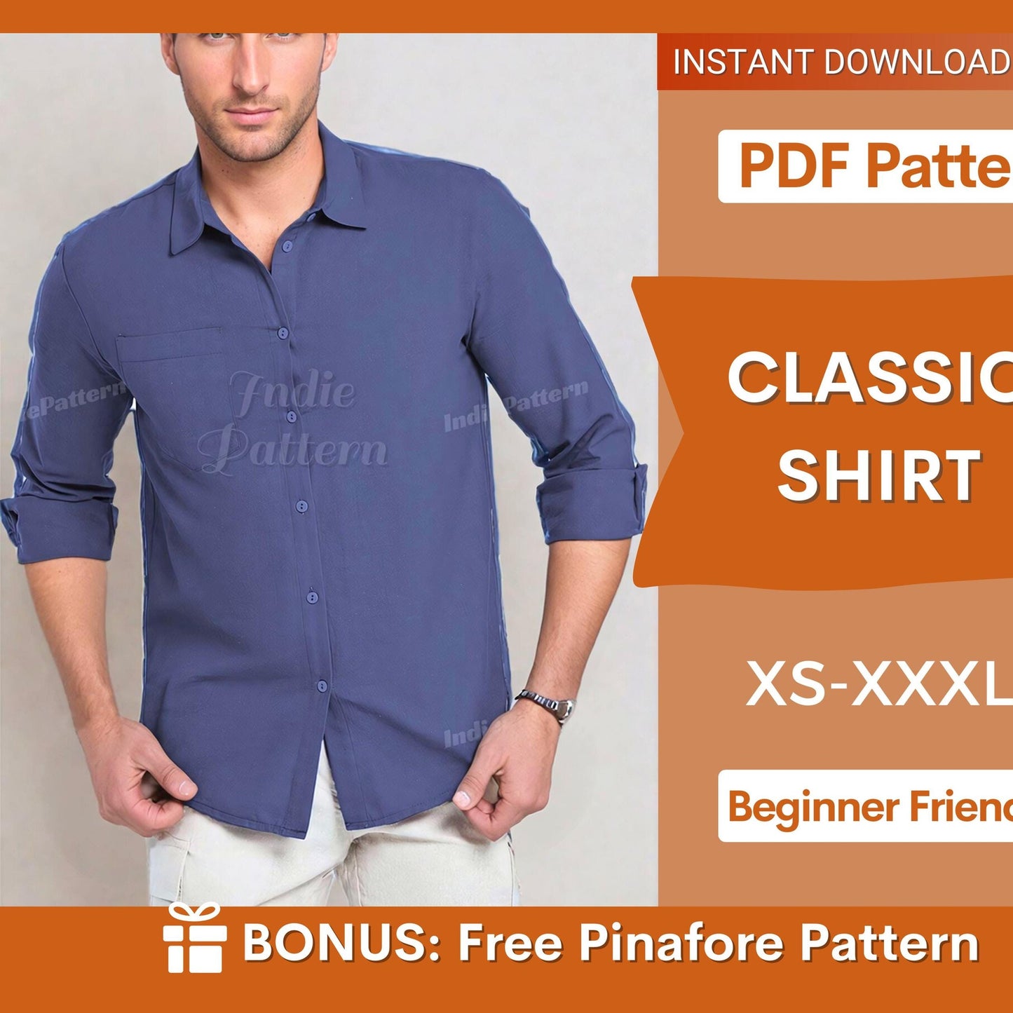 Classic Button-Up Men’s Shirt Sewing Pattern | Easy-to-Follow Guide