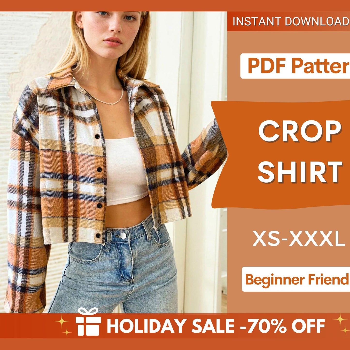 Crop Shirt Sewing Pattern | DIY Long Sleeve Shirt Pattern