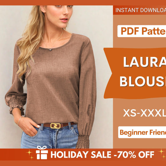 Beginner Women's Blouse Sewing Pattern – Easy Shirt Top Pattern