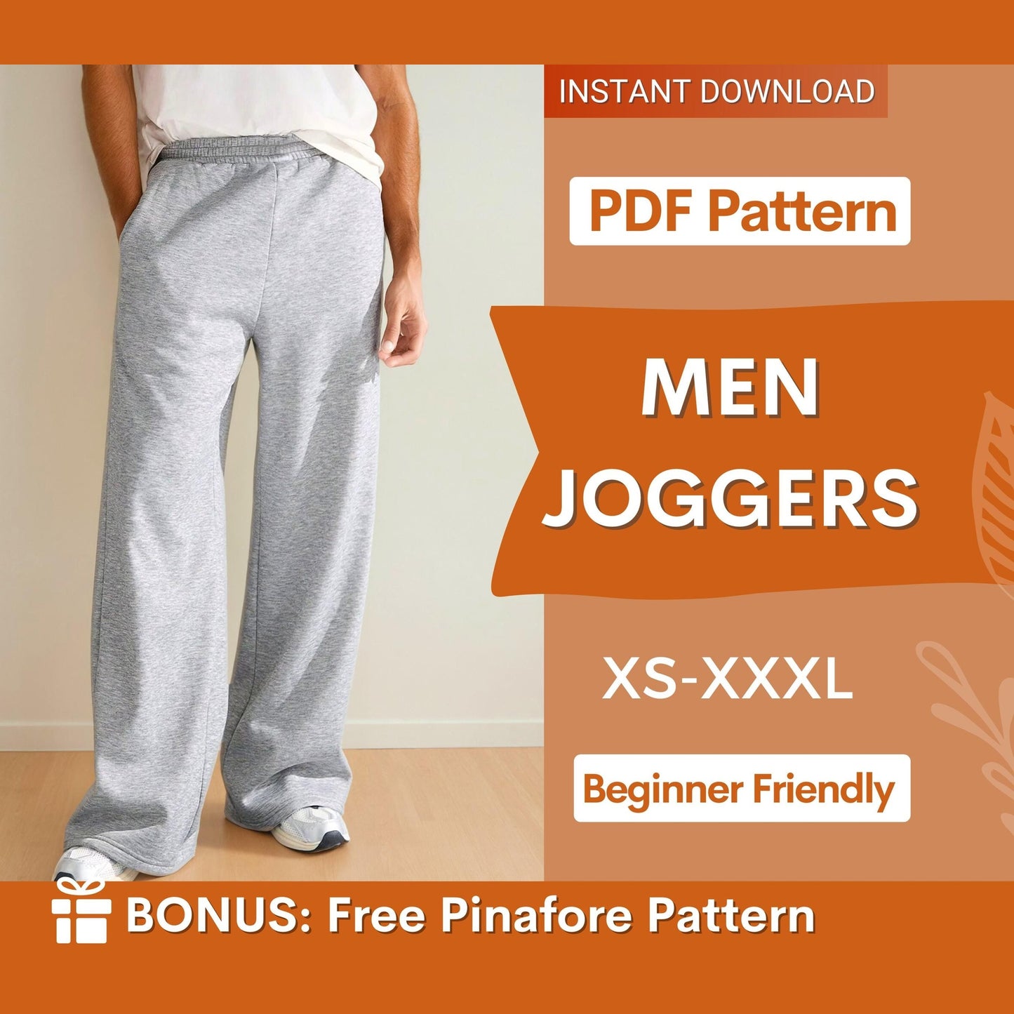 Men’s Joggers Sewing Pattern – Beginner-Friendly DIY Sweatpants | Sizes XS-XXXL