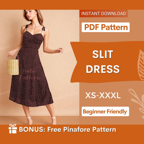 Elegant Slit Dress Sewing Pattern - Stylish & Strappy for Women