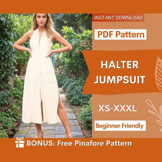 Halter Jumpsuit Sewing Pattern – Trendy Summer Overalls