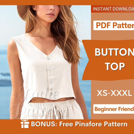 Button-Front Top Pattern – Sleeveless Summer Tank for Women